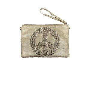Large Gold Clutch With Peace Symbol